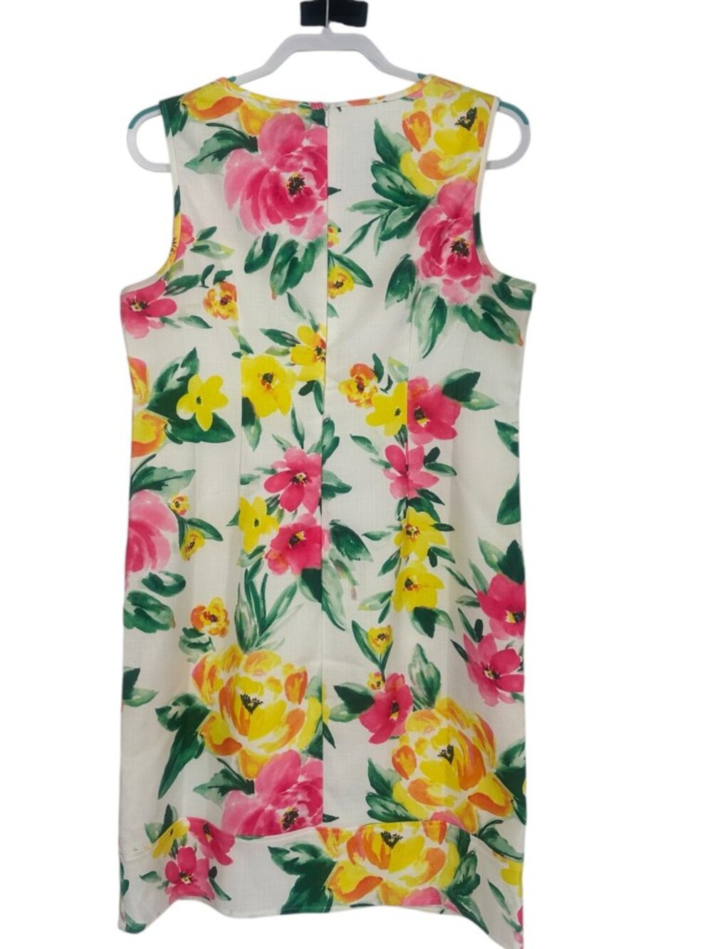 ✨ Nina Leonard Ivory Pink Yellow Floral Shift Dress Large ✨ - Picture 2 of 8